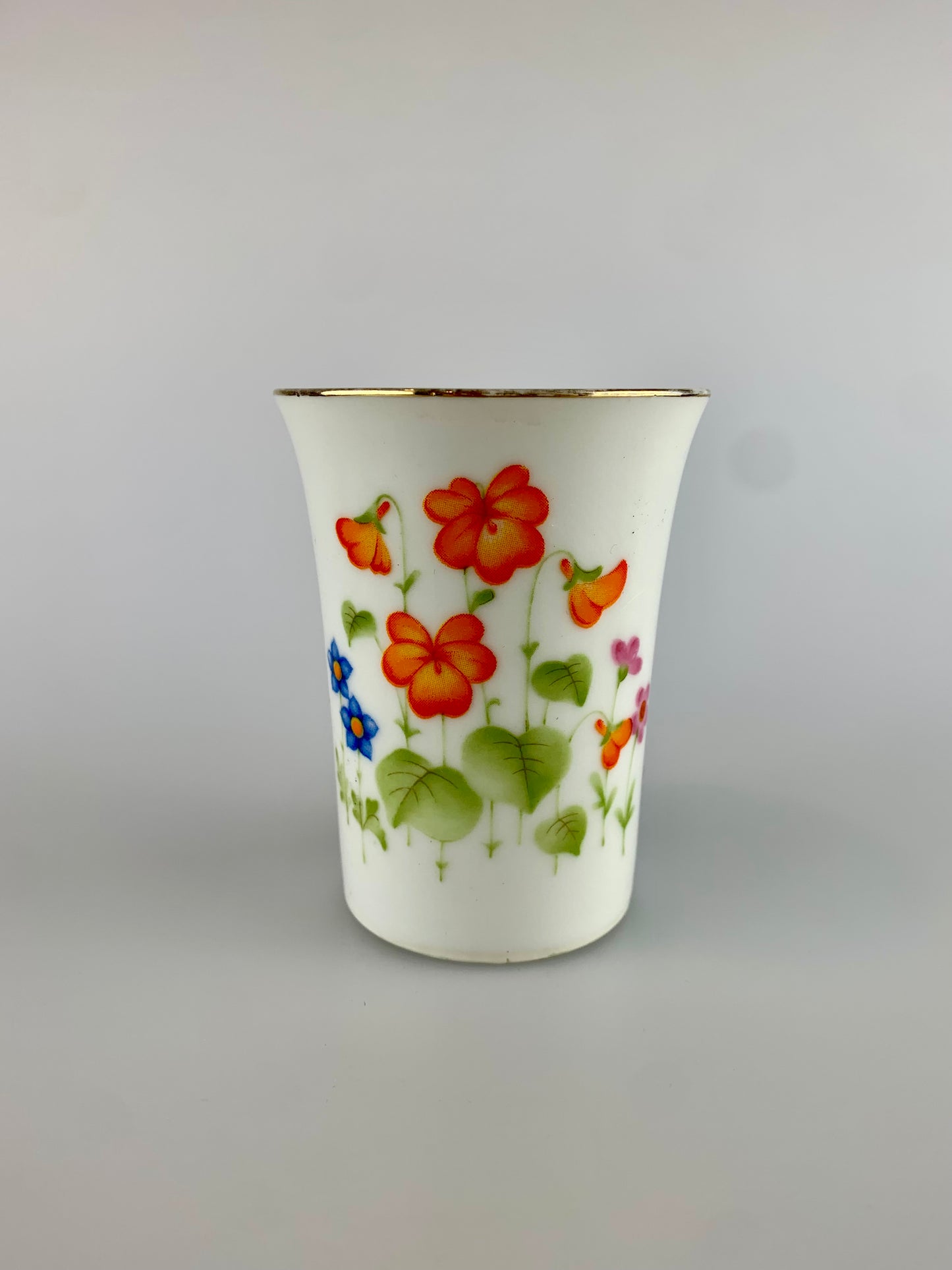 Vintage Ceramic Gold Rim Cup - Sweet Orange Florals