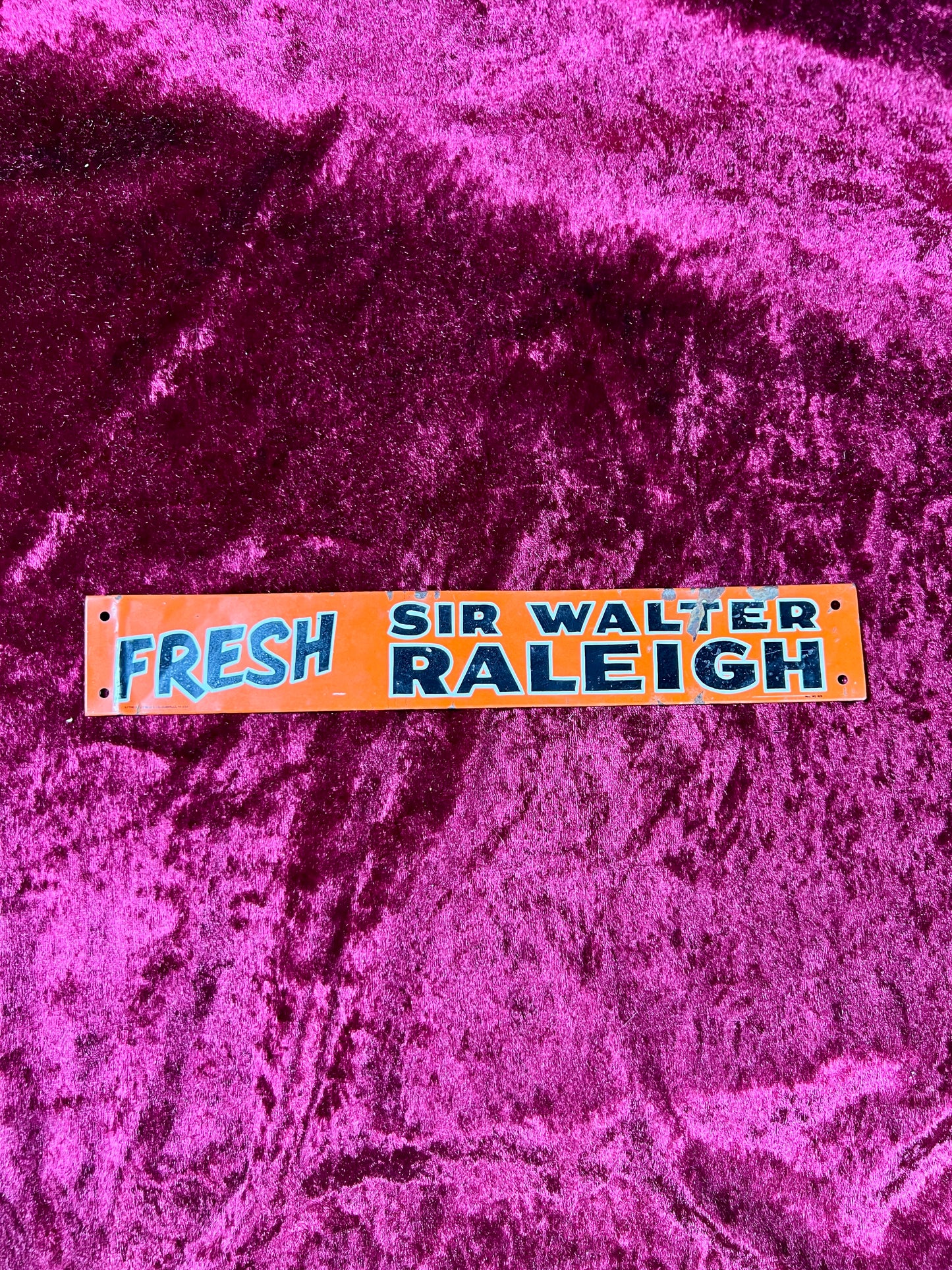 Vintage Tobacciana - Metal Enamel Advertisement Sign - Sir Walter Raleigh Fresh - Made in USA