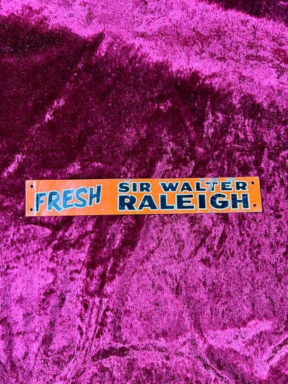 Vintage Tobacciana - Metal Enamel Advertisement Sign - Sir Walter Raleigh Fresh - Made in USA