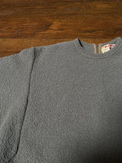 Vintage KIMS by Kimberly Knitwear Virgin Wool Sweater — Grey Bouclé Cropped Knit - Small