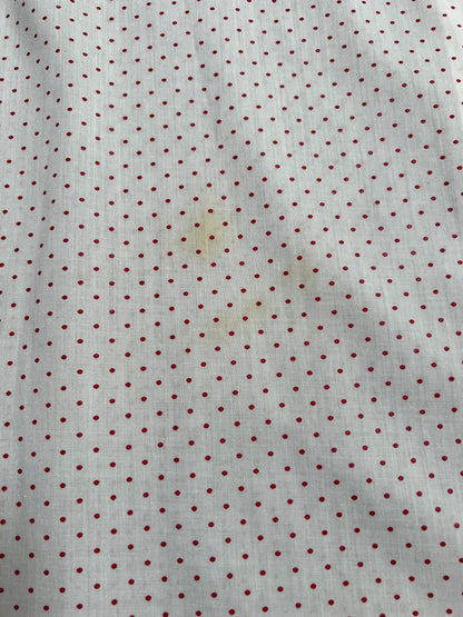 Vintage Cotton Blend Nightie - White Red Polka Dot Button Front - Size Large