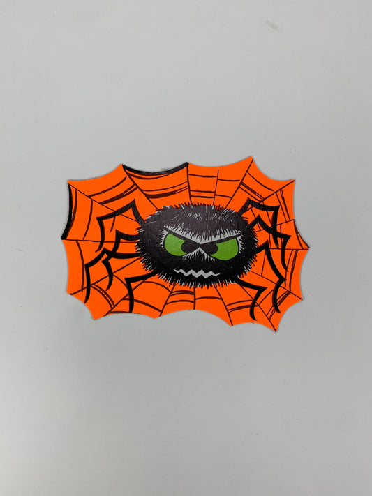 Vintage Halloween Paper Die Cut - Spooky Spider On A Web