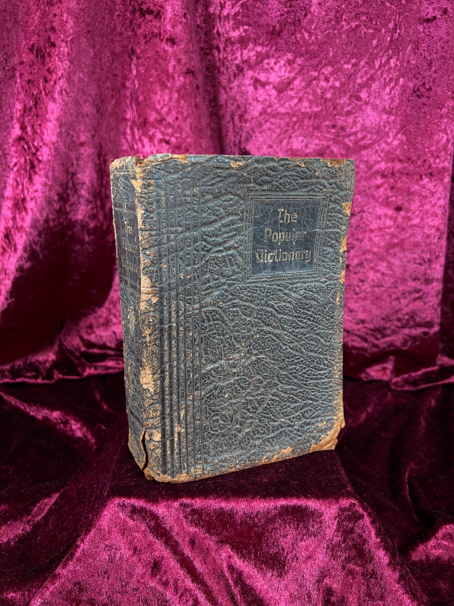 Vintage Leather Bound Dictionary Book - 1930 Popular Dictionary Reference