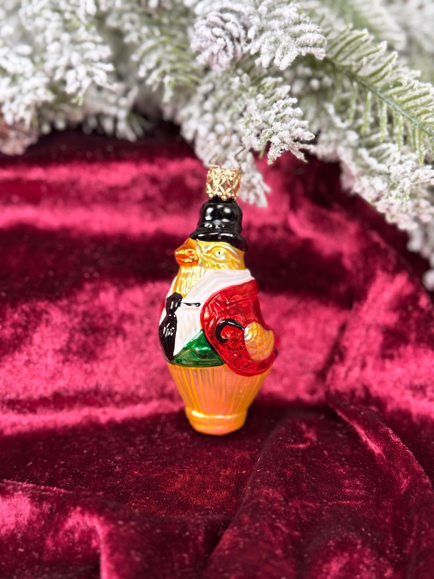 Vintage Christmas - Handblown Glass Ornament - Yellow Bird In Suit - Inge Glas - Made In Germany