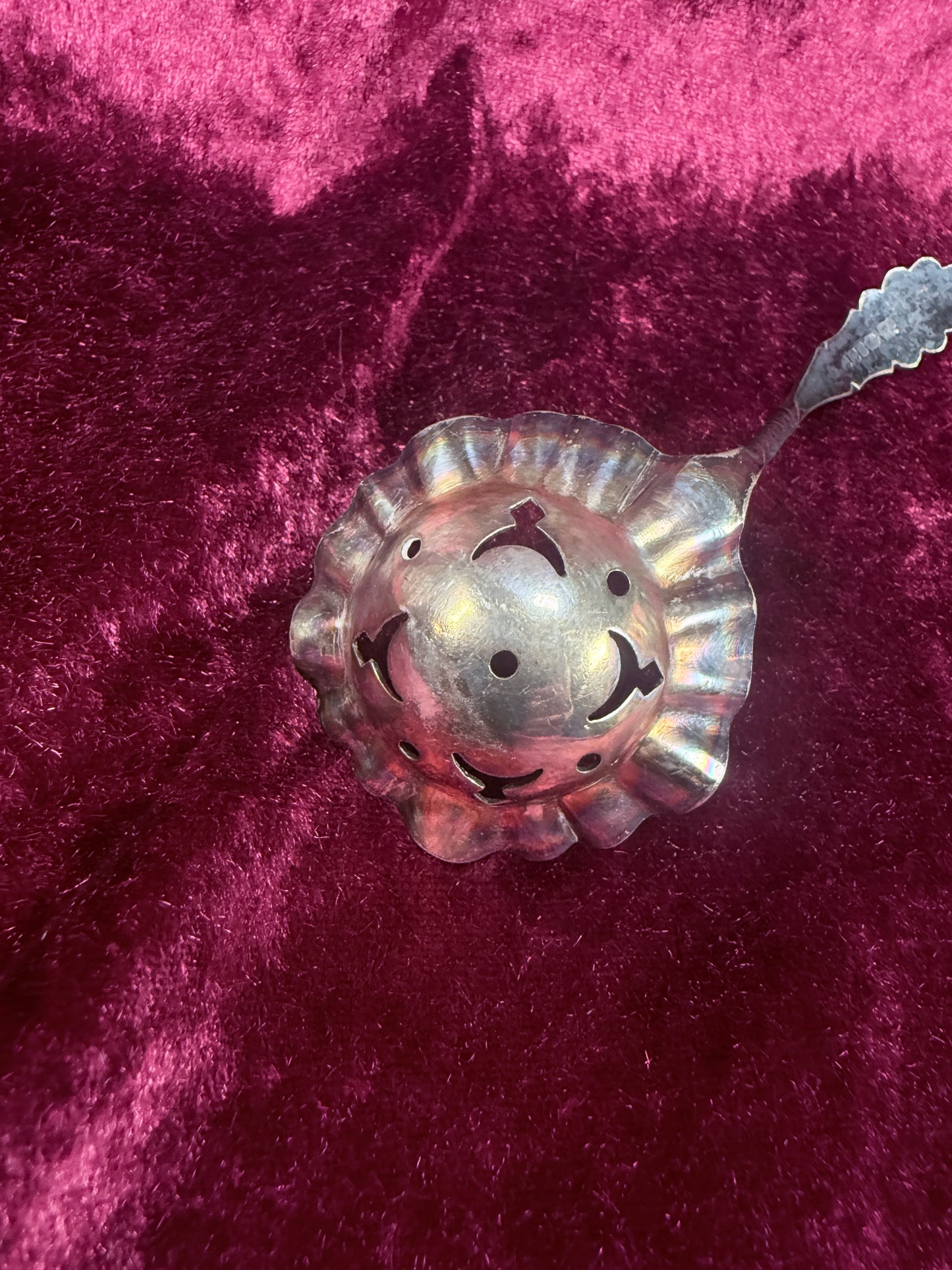 Vintage Silverplate Sugar Sifter Spoon – Pierced Bowl Floral Handle