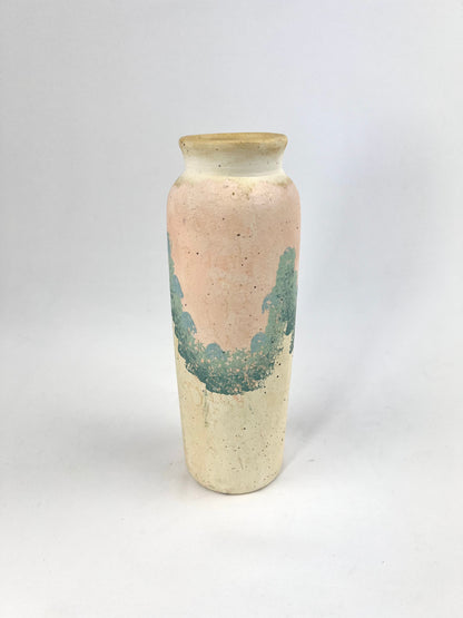 Handpainted Tall Ceramic Vase | Pink, Blue, and White