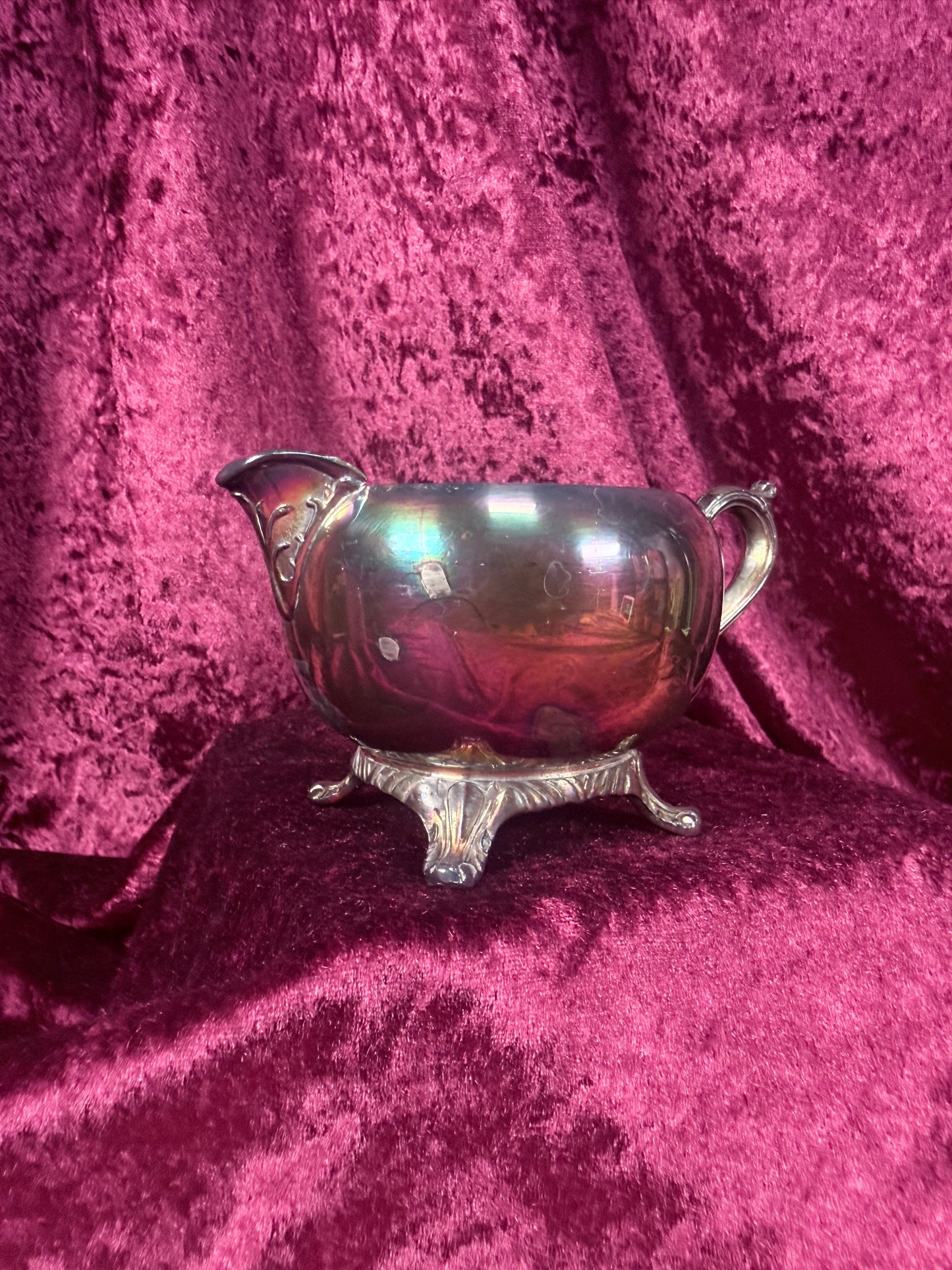 Vintage Silverplate Creamer – Apple Shaped Footed Pitcher