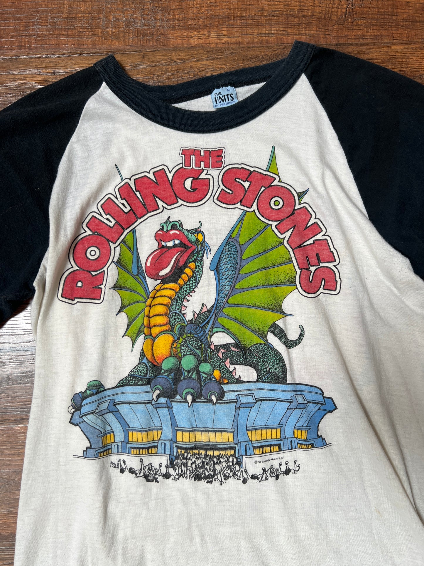 Vintage Clothing - Raglan Baseball 3/4 Sleeve Shirt - The Rolling Stones 1981 Tour - The Knits - Large