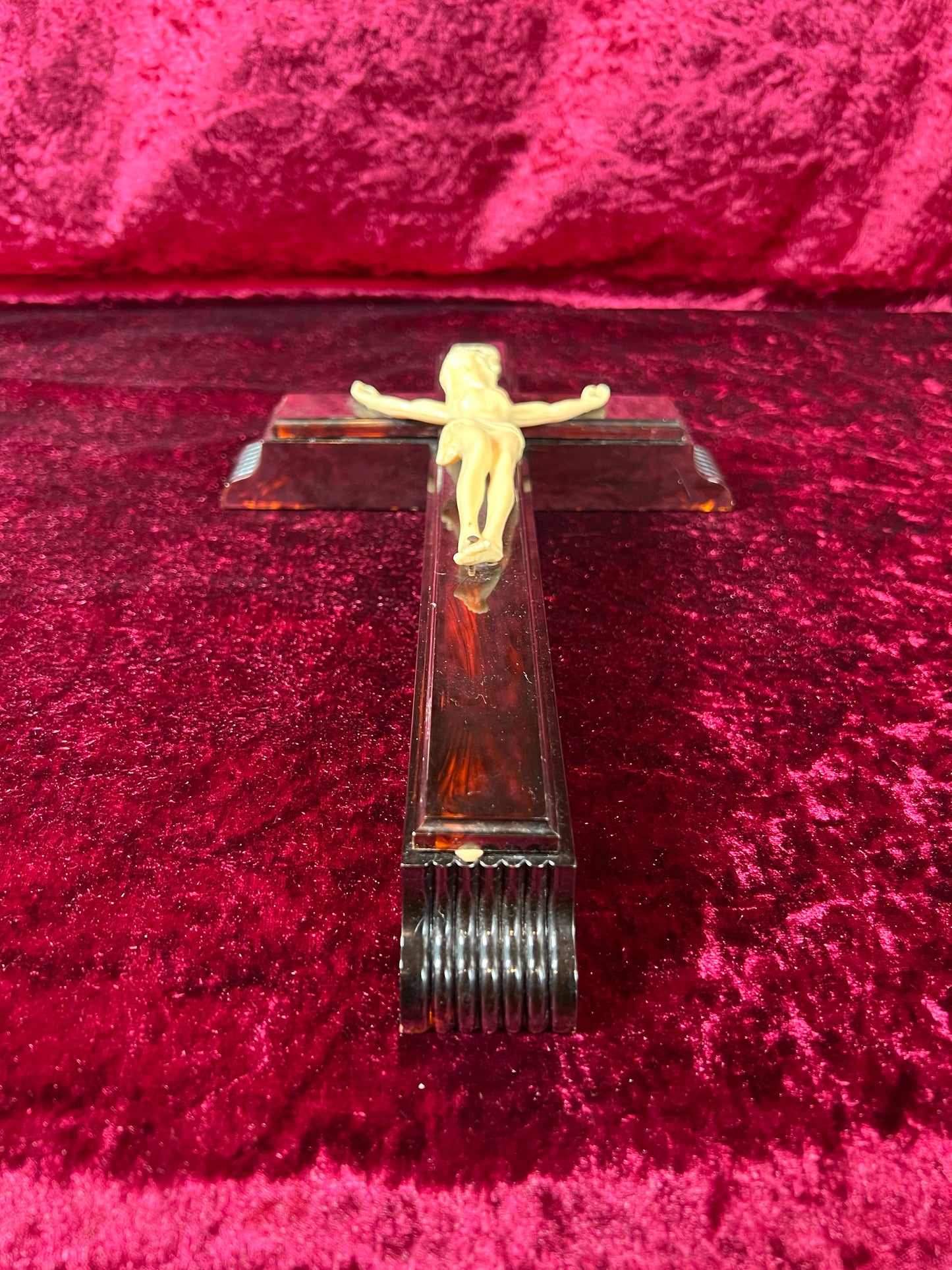 Vintage Religio - Wall Hanging Last Rites Kit - Bakelite Crucifix - 13.75"
