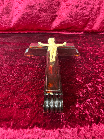 Vintage Religio - Wall Hanging Last Rites Kit - Bakelite Crucifix - 13.75"