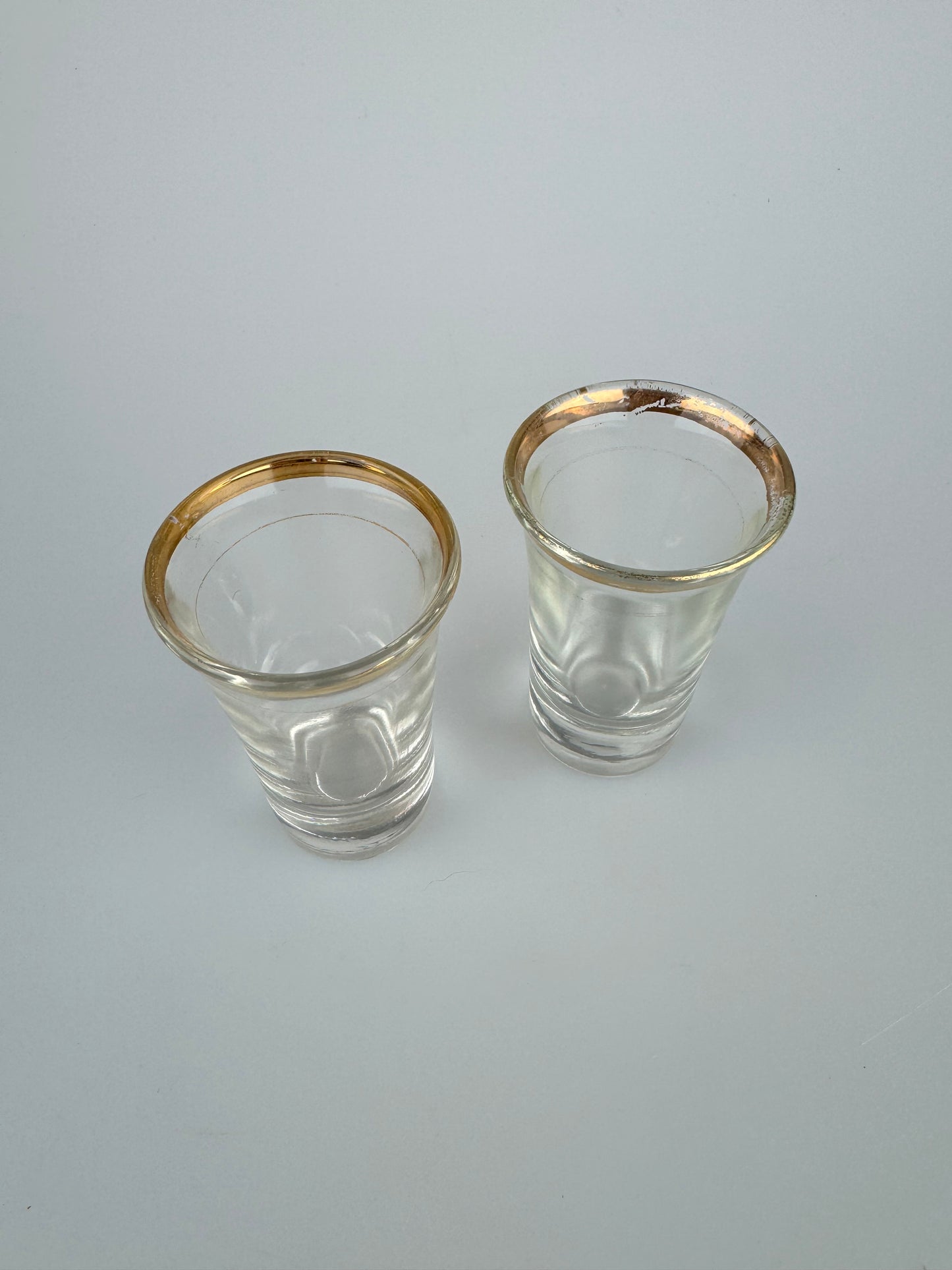 Vintage Gold Rimmed Shot Glasses - Set of 2