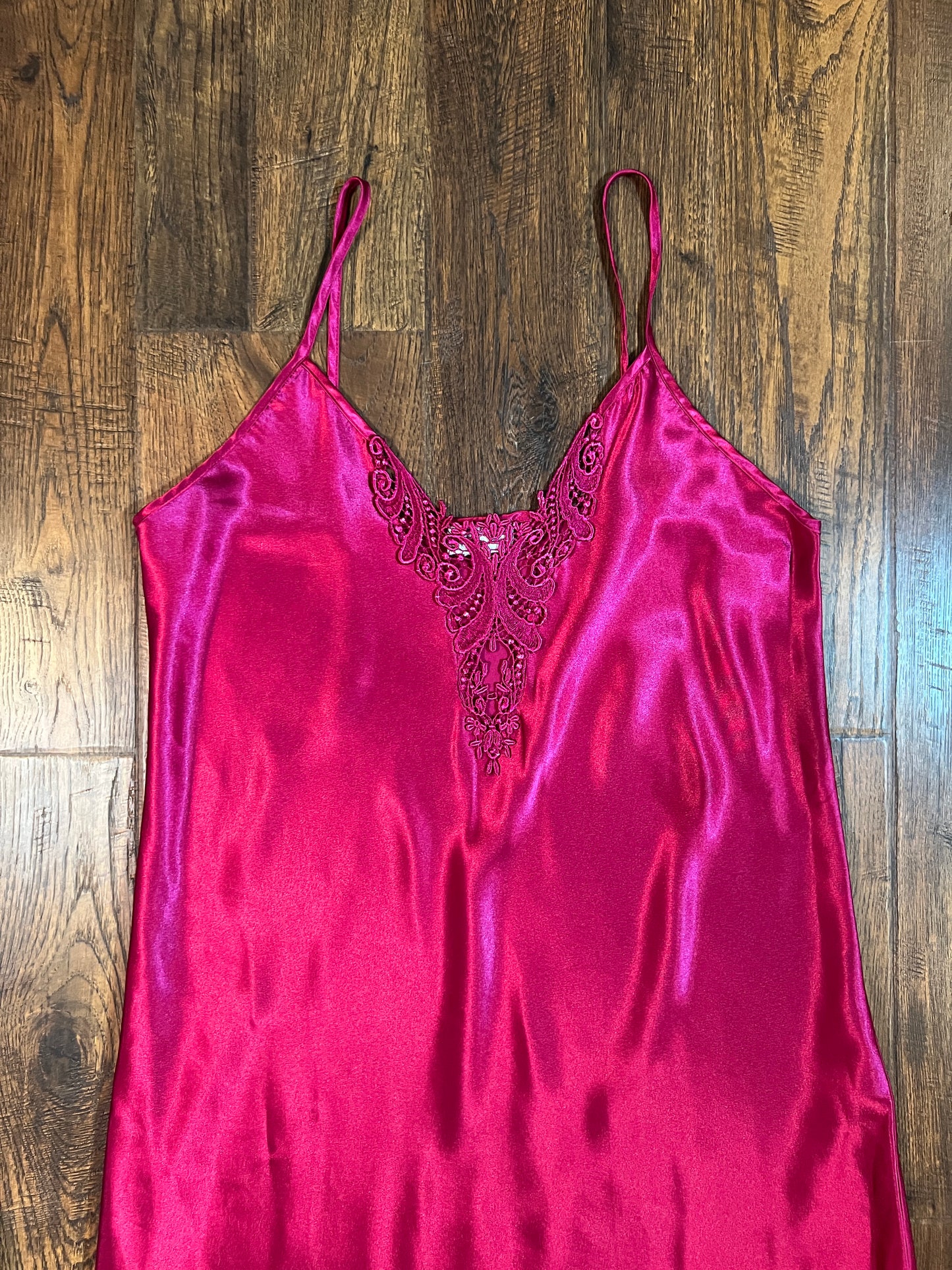 Vintage Clothing - L.A. Intimates Below The Knee Nightgown - Fuchsia Pink - Medium