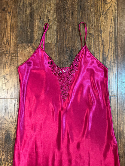 Vintage Clothing - L.A. Intimates Below The Knee Nightgown - Fuchsia Pink - Medium