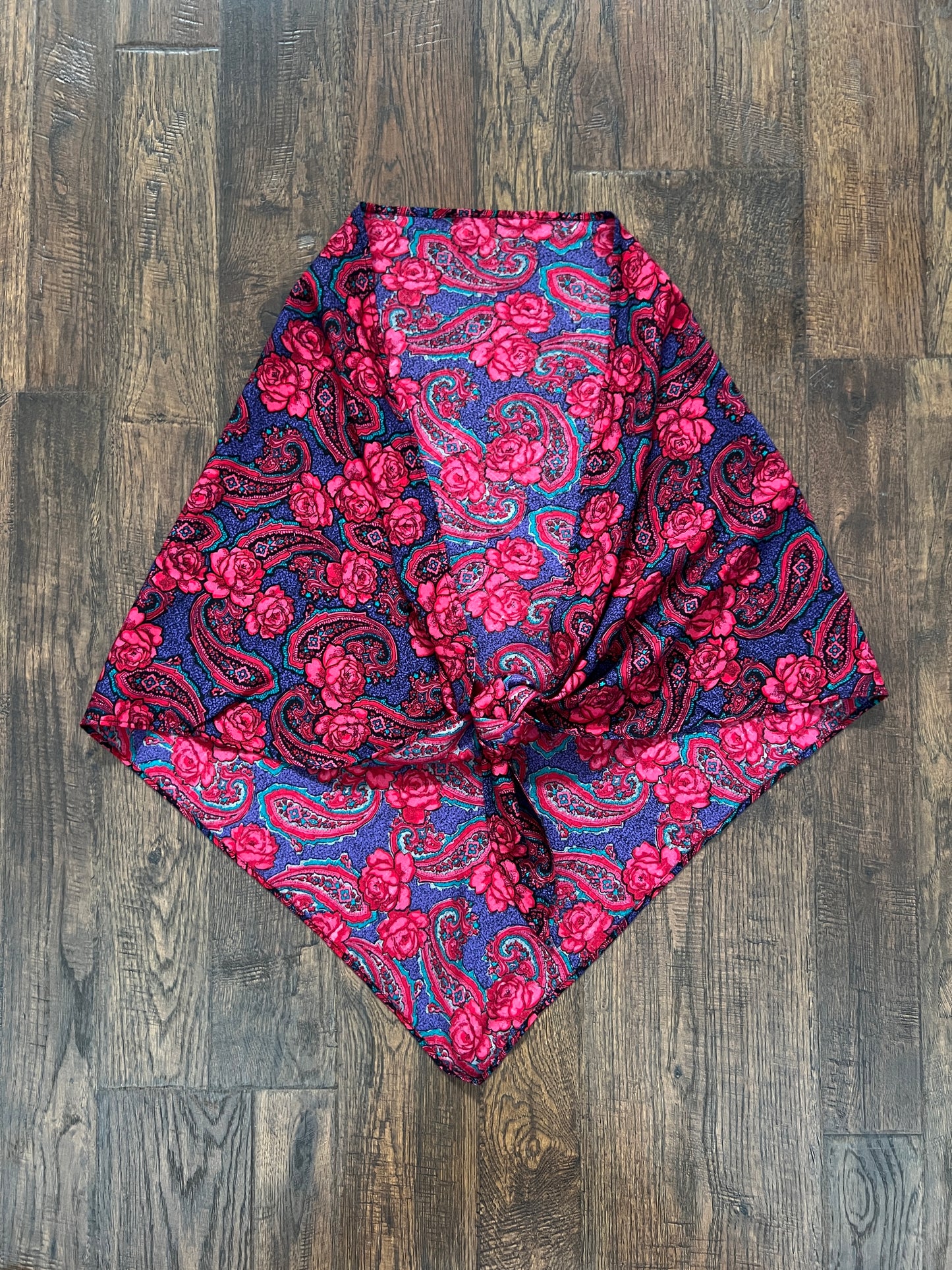 Vintage Floral Paisley Triangle Scarf - Pink and Purple Paisley Rose Shoulder Wrap