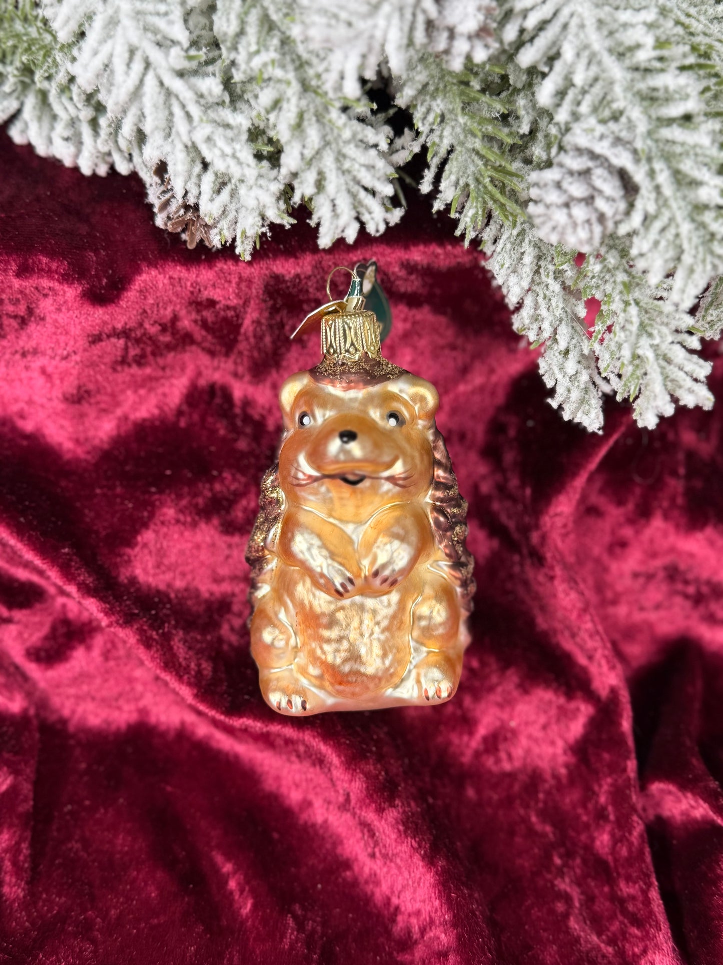 Vintage Christmas - Handblown Glass Ornament - Glitter Hedgehog - Discovery Channel - Christborn