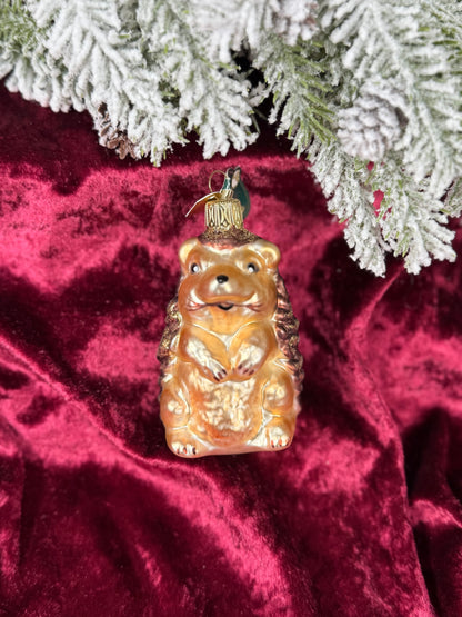 Vintage Christmas - Handblown Glass Ornament - Glitter Hedgehog - Discovery Channel - Christborn