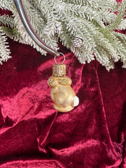 Vintage Christmas - Handblown Glass Ornament - Blonde Bunny - Czech Republic