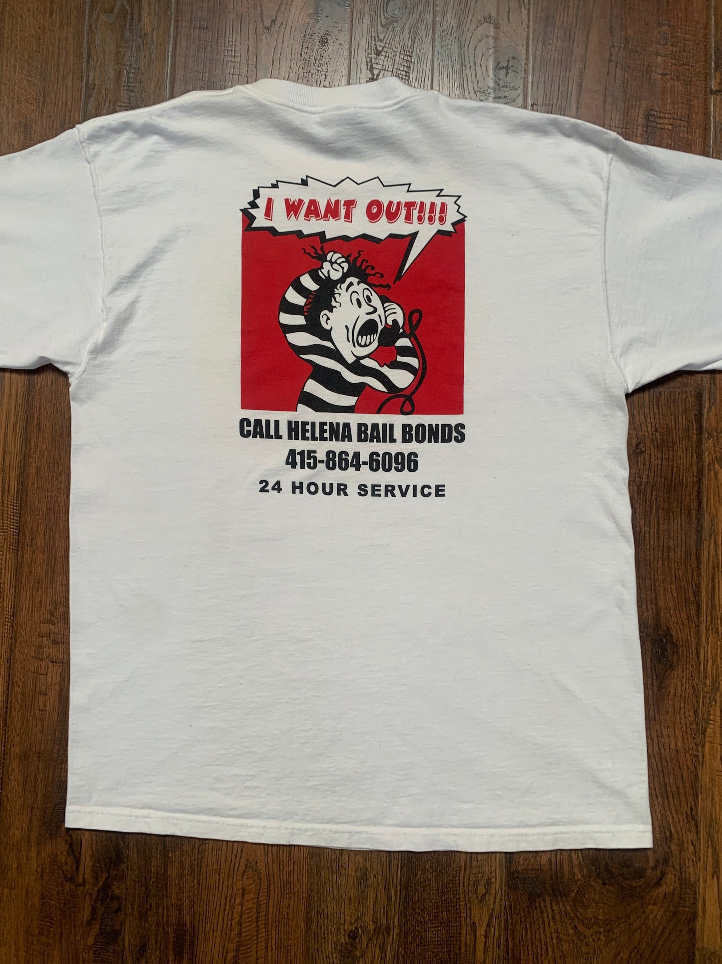 Vintage 1990s Advertisement T-Shirt - Helena Bail Bonds / I Want Out! - X-Large