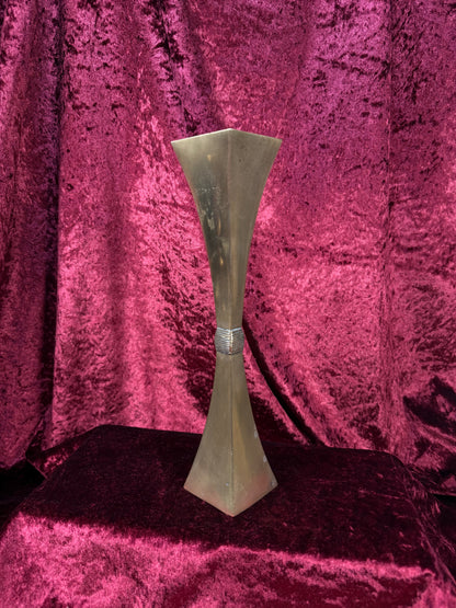 Vintage Brass Sculptural Vase - Hourglass Form - Mid Century Modern