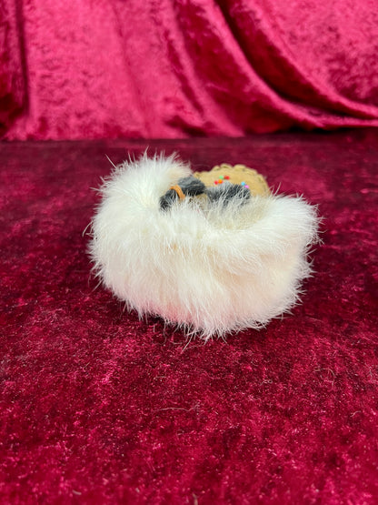 Vintage Souvenir Doll – Baby In Leather Moccasin with Rabbit Fur Trim