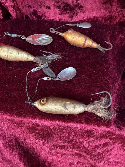 Vintage Glass Eye Fishing Lure Lot of 3 - Empire City Spinner Baits