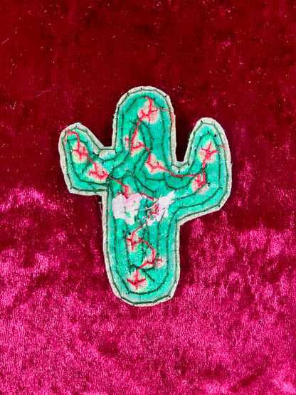 Vintage Sewing Notions - Sequin Appliqué Set - Saguaro Cactus with Red Accents
