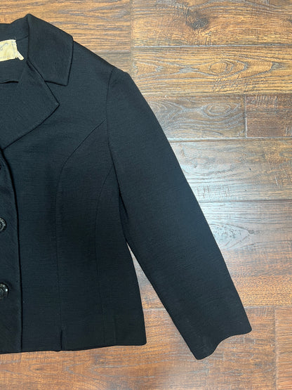 Vintage Clothing - Cropped Blazer - Black - Pure Wool - Medium - Hanro - Made In Switzerland