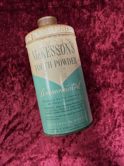 Vintage Medicine Cabinet - Metal Tin - McKesson’s Tooth Powder - Ammoniated