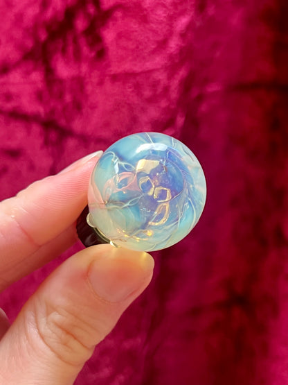 Vintage Miniature Glass Bottle - Handblown - Iridescent Blue and Green - 1.5”