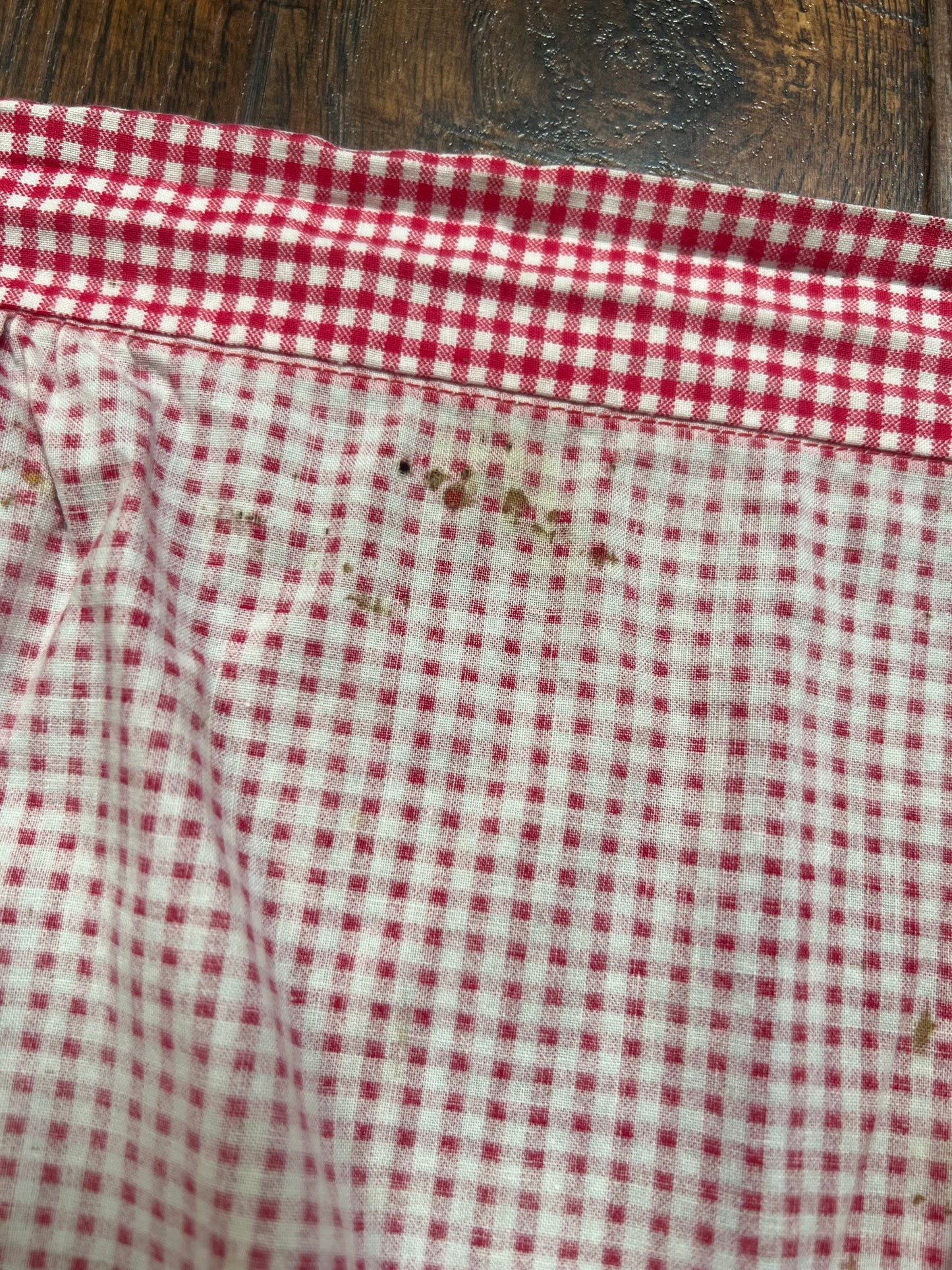 Vintage Clothing - Handmade Half Apron - Red and White Gingham - Apple Pocket