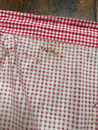 Vintage Clothing - Handmade Half Apron - Red and White Gingham - Apple Pocket