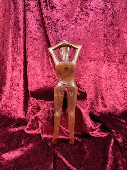 Vintage Tiki Barware - Wooden Nude Woman Nut Cracker - Made in Philippines