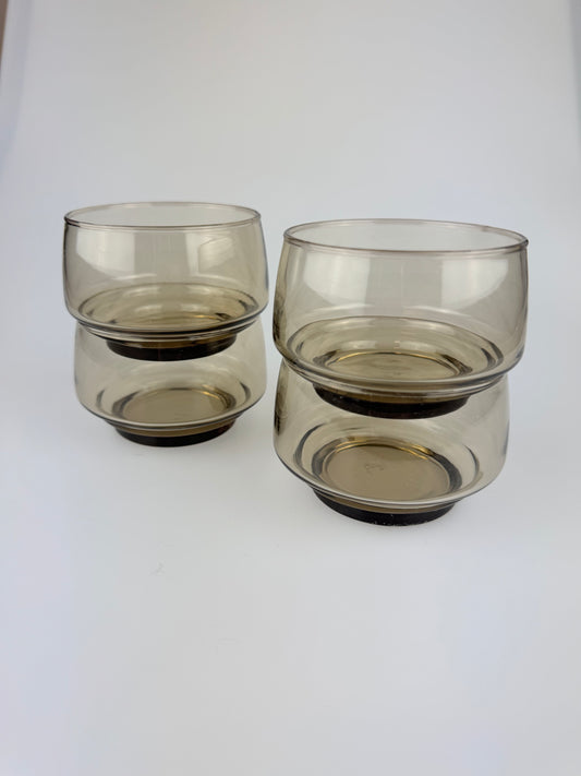 Vintage Libbey Glass Company - Tawny Accent Lowball Tumblers - Set of 4