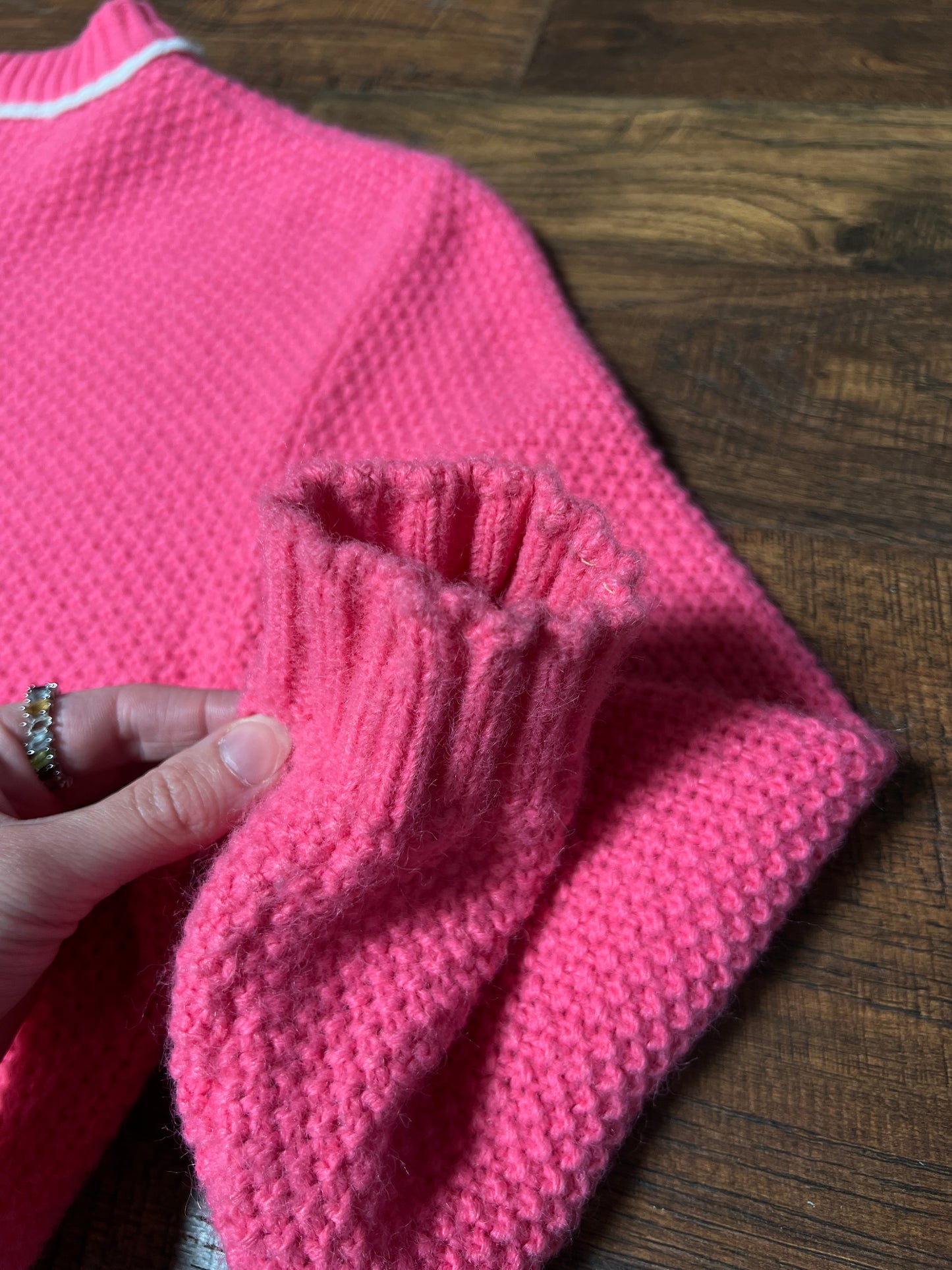 Vintage Catalina Knit Cardigan - Bubblegum Pink White Trim Button Front Sweater - Small