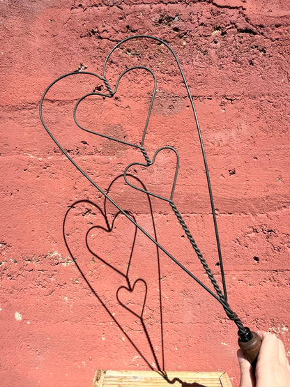 Vintage Wire Blanket Beater – Triple Heart Primitive Design