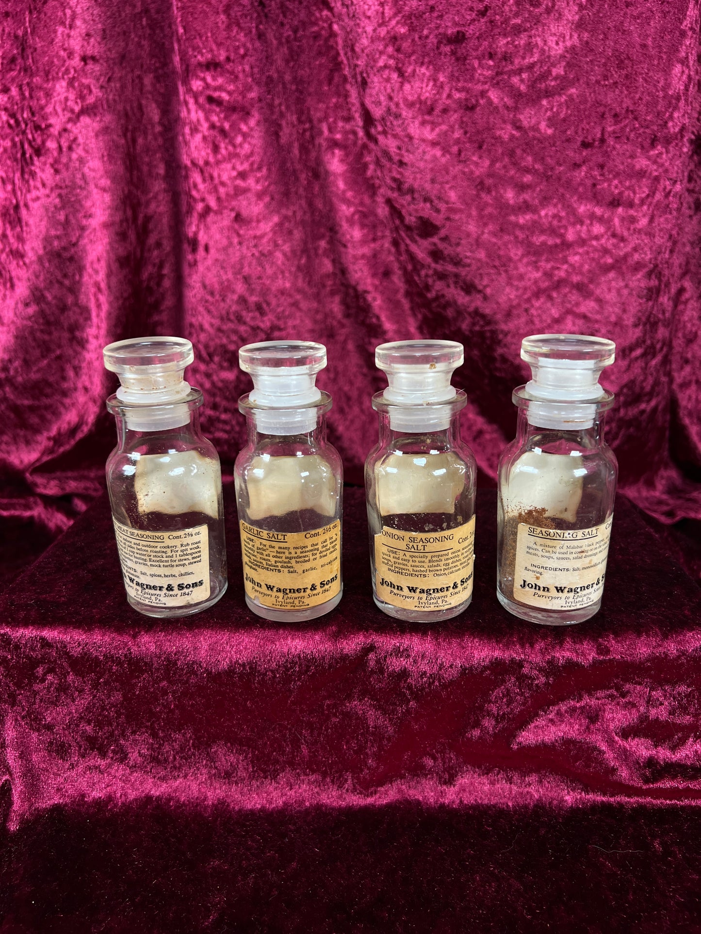 Vintage Glass Apothecary Style Spice Jar Set with Original Labels - Kitchen Collection Set