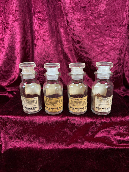 Vintage Glass Apothecary Style Spice Jar Set with Original Labels - Kitchen Collection Set