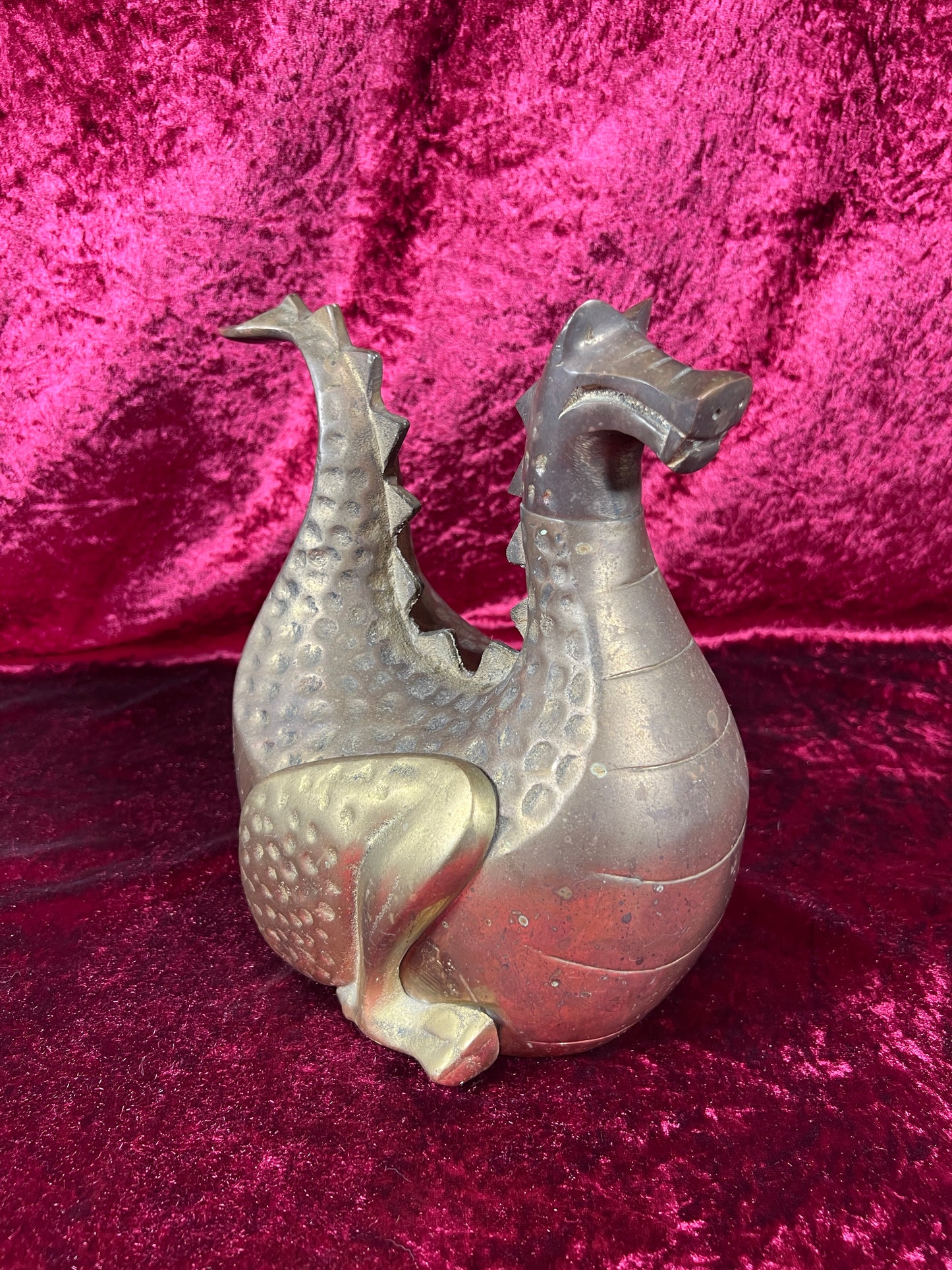 Vintage Brass Decor - Heavy Wood Stove Humidifier - Aged Brass Dragon - 1982 Gates General Corporation