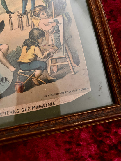 Vintage Framed Magazine Cover - 1885 New York Fashion Bazar George Munro