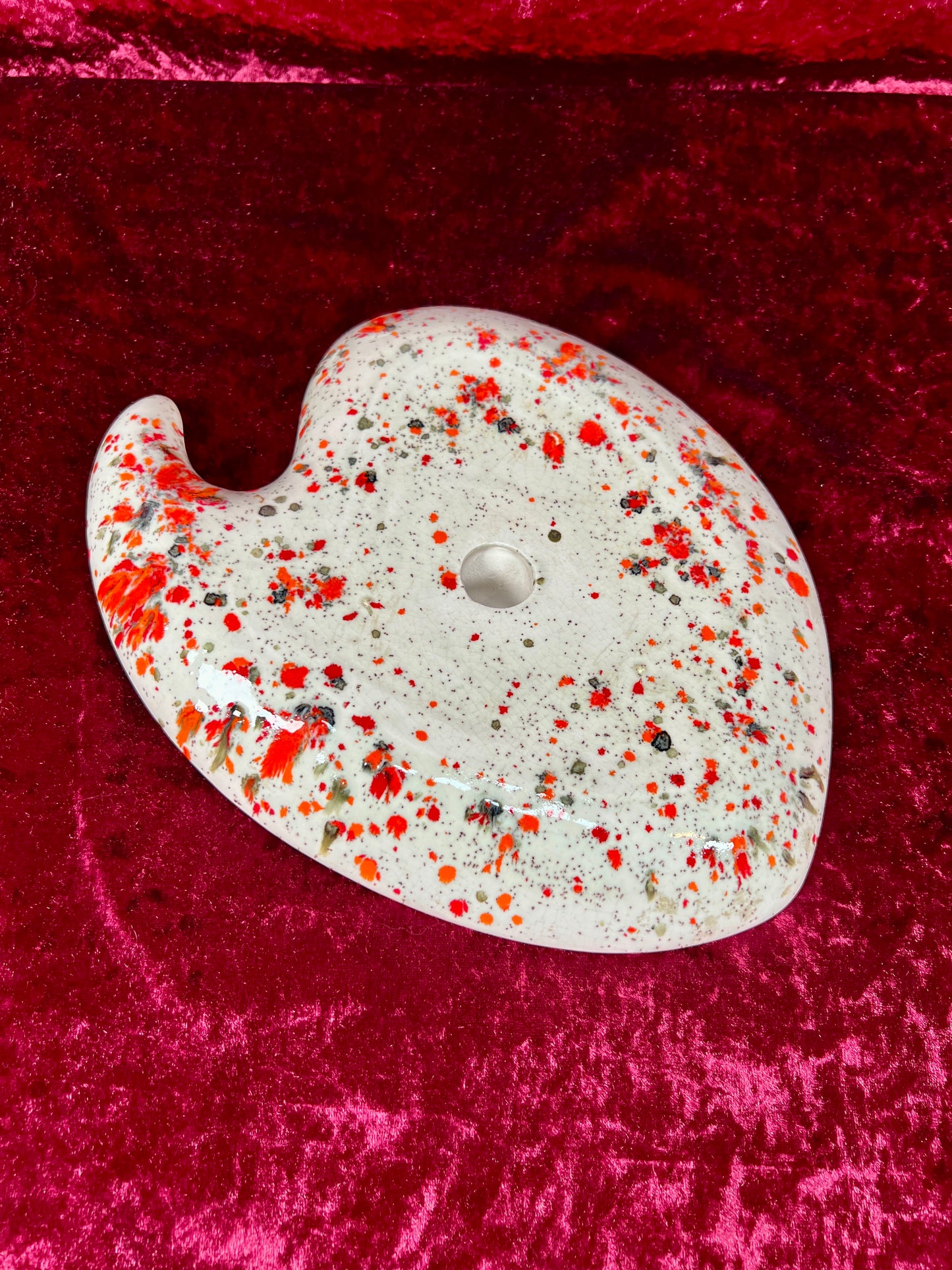 Vintage Ashtray - Sculptural Ceramic Drip Glaze - Mid Century Modern Orange - Large