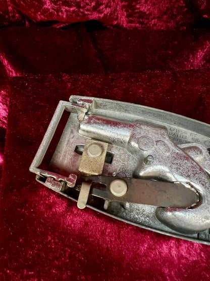 Vintage Metal Belt Buckle - Agent Zero Remington Derringer Cap Gun - 1959 Mattel