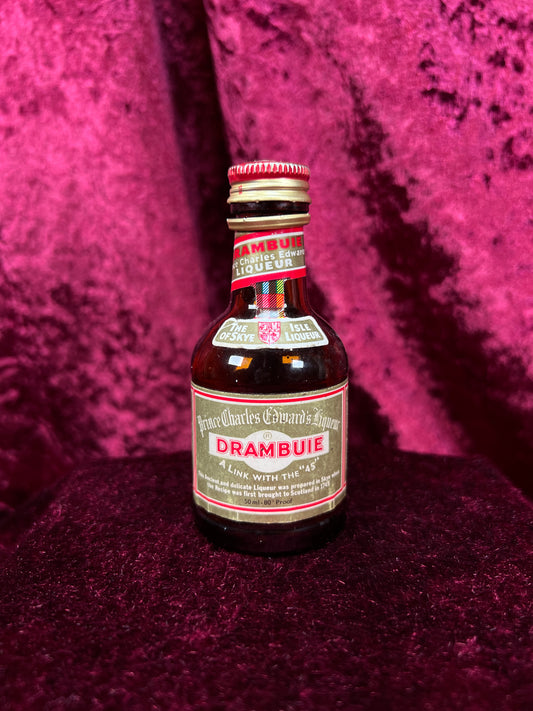Vintage Glass Miniature Bottle - Drambuie Scotch Liqueur Advertising Collectible