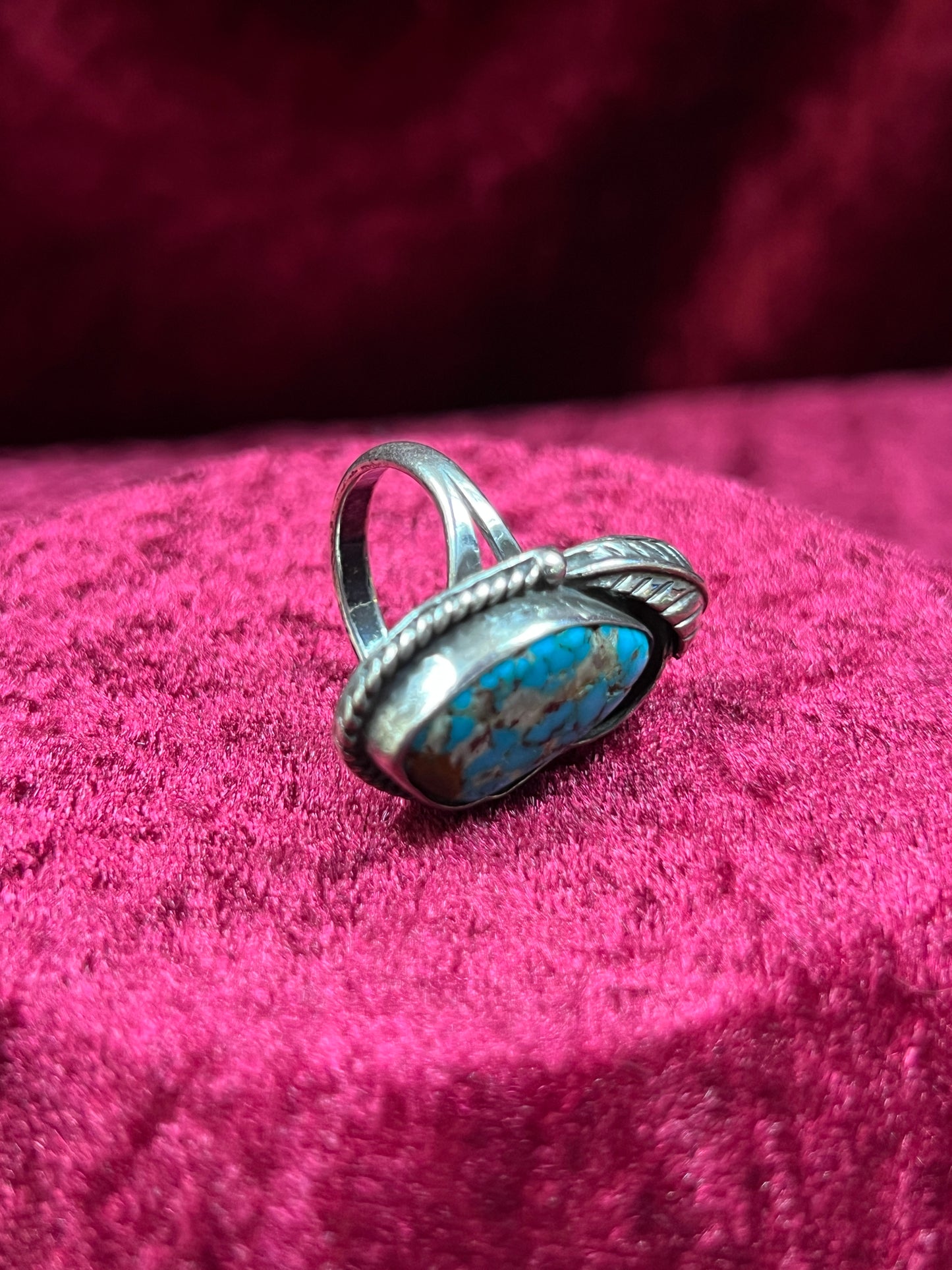 Vintage Jewelry - Chunky Ring - Sterling Silver - Natural Turquoise - J.C. - 8.25
