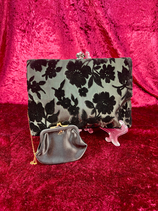 Vintage Evening Clutch – Floral Velvet Burnout Pattern - Koret for Neiman Marcus