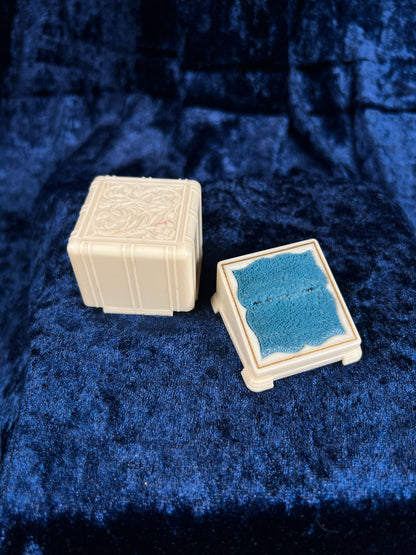 Antique Celluloid Ring Box – Art Deco Ivorine Footed Presentation Case