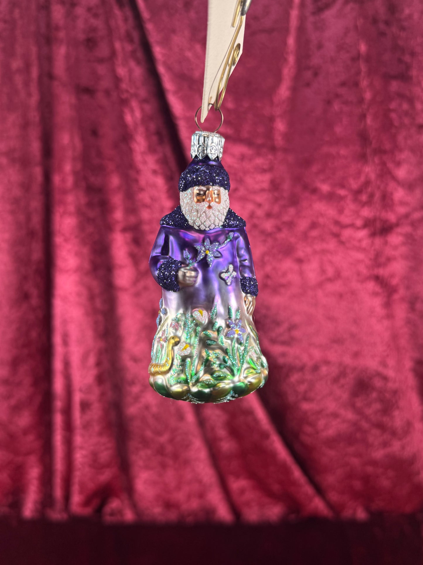 Vintage Christmas - Handblown Glass Ornament - Purple Rainforest Santa - Patricia Breen - Poland - 2000