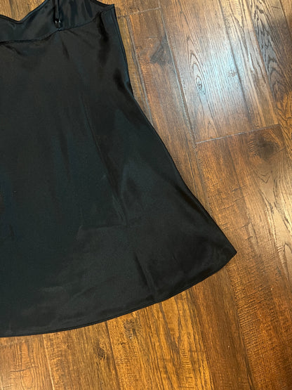 Vintage Clothing - LA Intimates Black Satin Slip Dress - Size Medium