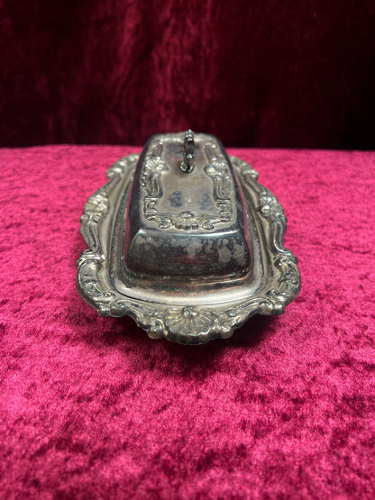 Vintage Silverplate Butter Dish - Ornate Rococo Design with Glass Liner
