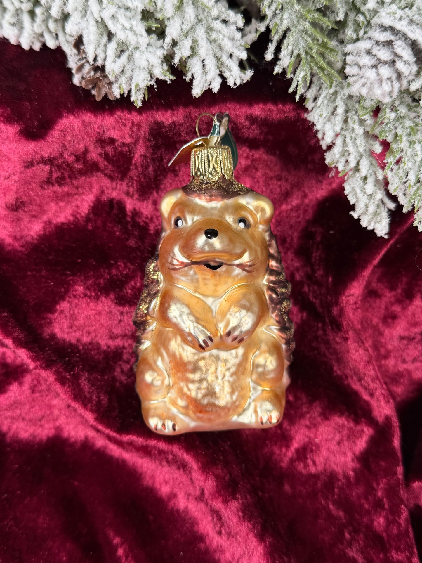 Vintage Christmas - Handblown Glass Ornament - Glitter Hedgehog - Discovery Channel - Christborn