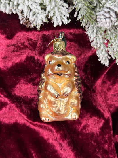 Vintage Christmas - Handblown Glass Ornament - Glitter Hedgehog - Discovery Channel - Christborn